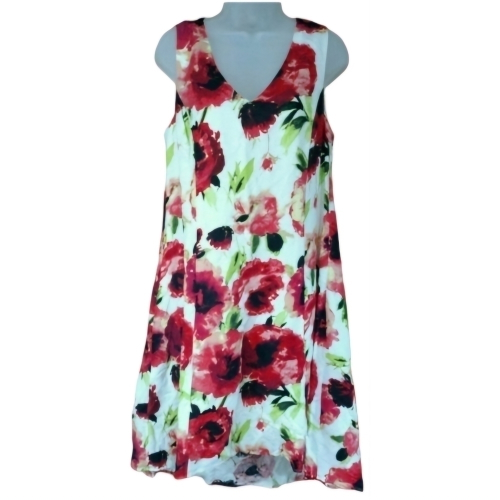 Context Abstract Floral Linen Blend Midi Dress
